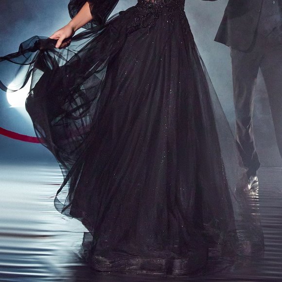 NEW LONG OFF THE SHOULDERS STRAPLESS TULLE DRESS REMOVABLE SLEEVES AND ZIP CD948 - Picture 10 of 10